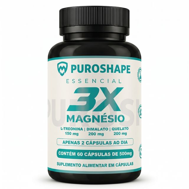 PUROSHAPE 3X Magnésio — 60 cápsulas, L-Treonina + Dimalato + Quelato